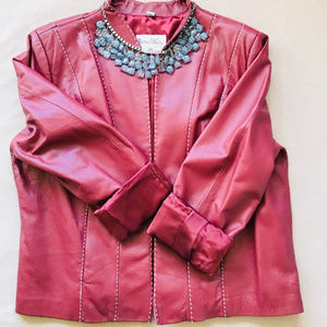 Pamela McCoy Red Genuine Leather Jacket